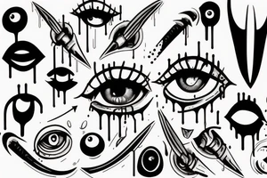 a dagger stabs an eye and the eye drips bood tattoo idea