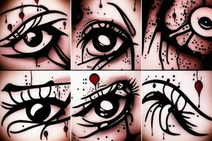 a dagger stabs an eye and the eye drips bood tattoo idea