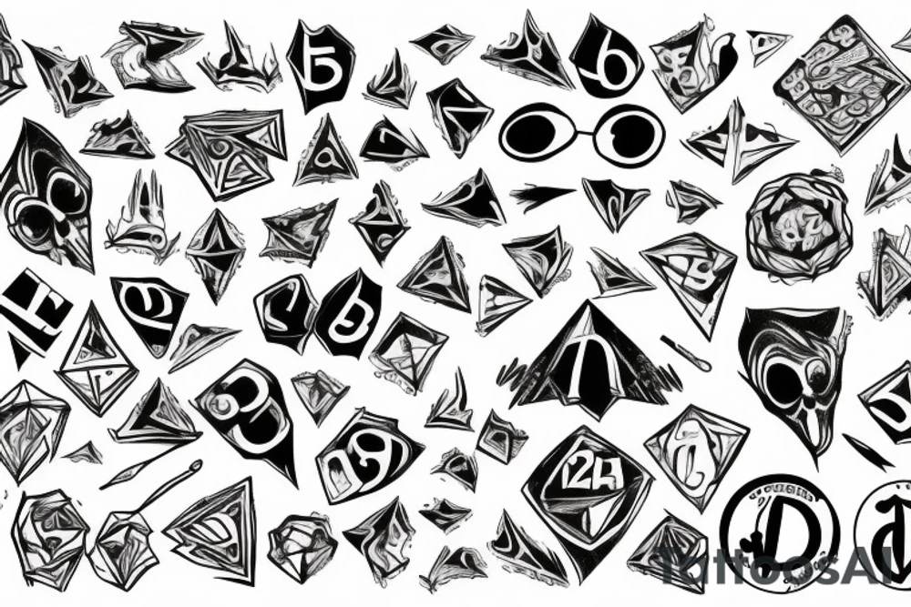 D20, d12, d10, d8, d6, d4 tattoo idea