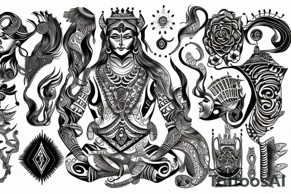 Shivashakti balnce of masculine and feamale energy. And also chackras aligment and enlightening tattoo idea