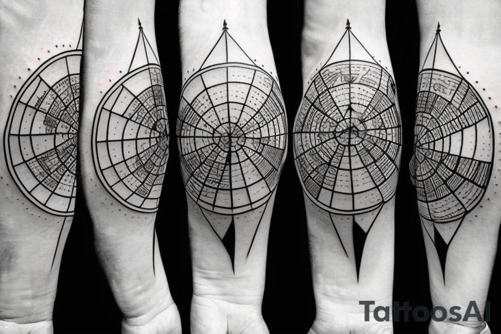 Arrow and globe World map tattoo idea