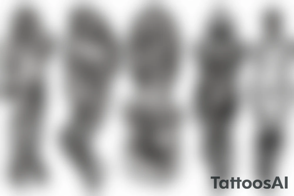 A VOLCANO and three figures in robes tattoo idea