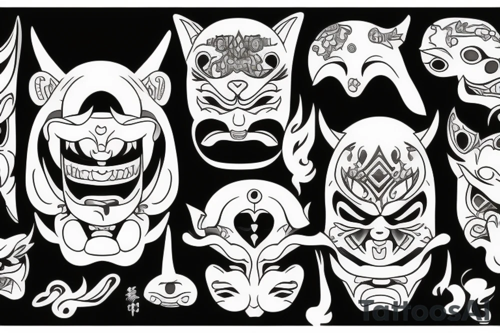 Oni mask tattoo idea