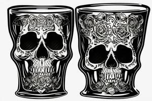 Whiskey glass with a skull tattoo idea
