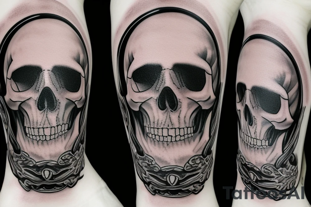 Whiskey glass with a skull tattoo idea
