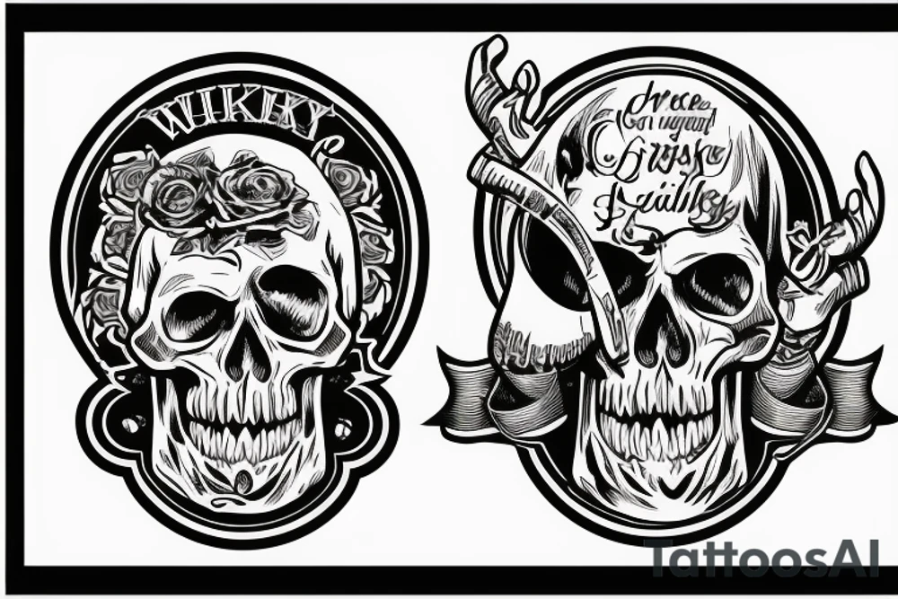 Whiskey glass with a skull words stay true under tattoo idea