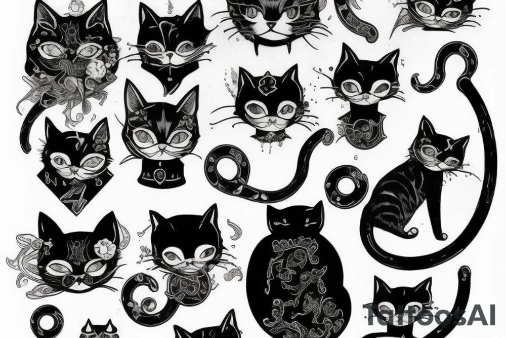 syberpunk cat, devian art tattoo idea