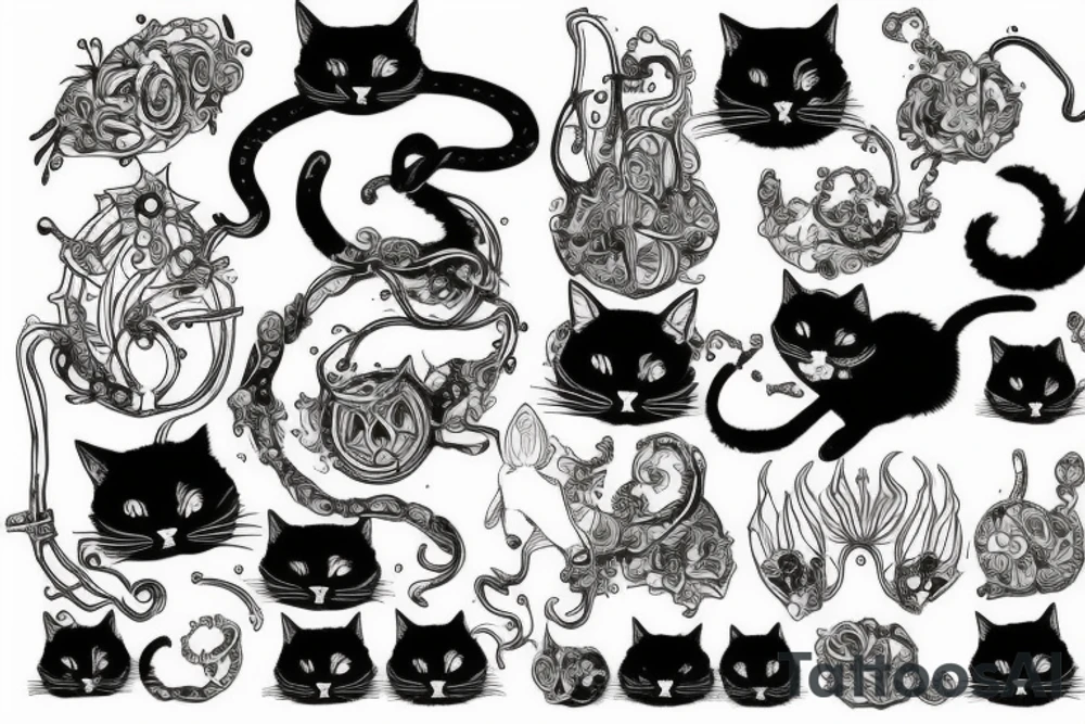 syberpunk cat, devian art tattoo idea