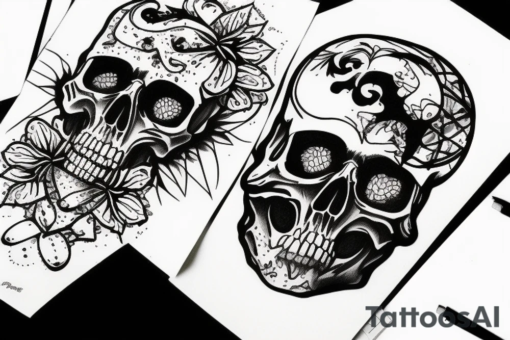 the last sunset, skull tattoo idea