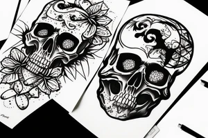 the last sunset, skull tattoo idea