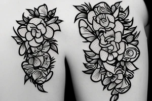 Pisces as a zodiac sign in flowers tattoo idea