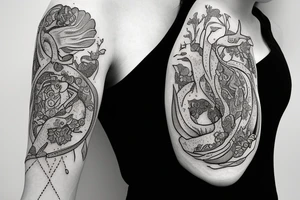 Pisces as a zodiac sign in flowers tattoo idea