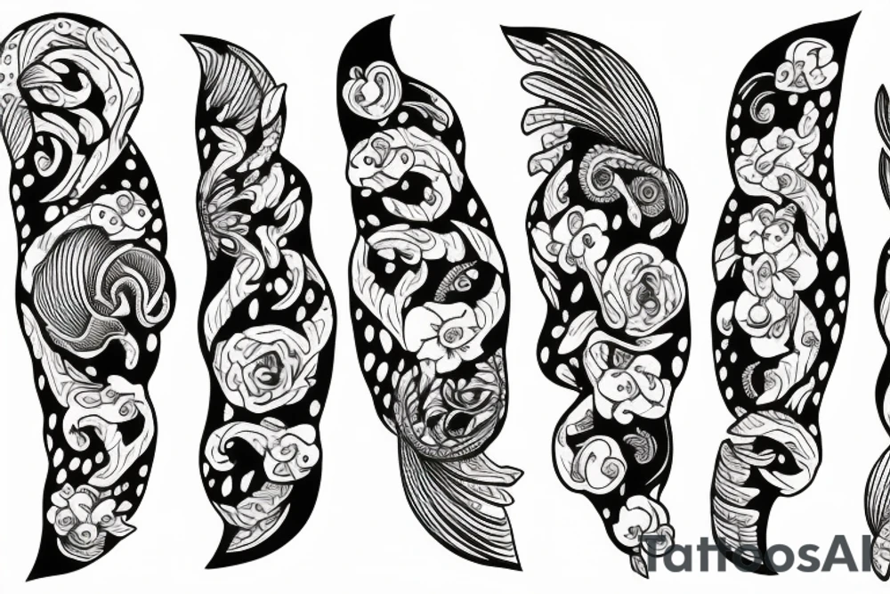 Fish in flowers tattoo idea