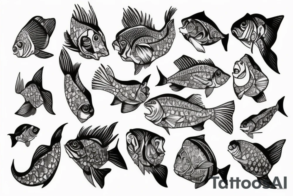 Fish in flowers tattoo idea