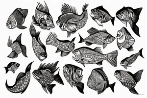 Fish in flowers tattoo idea