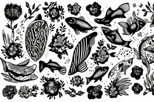 Fish in flowers tattoo idea