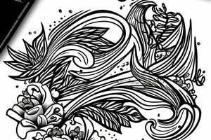 Fish in flowers tattoo idea