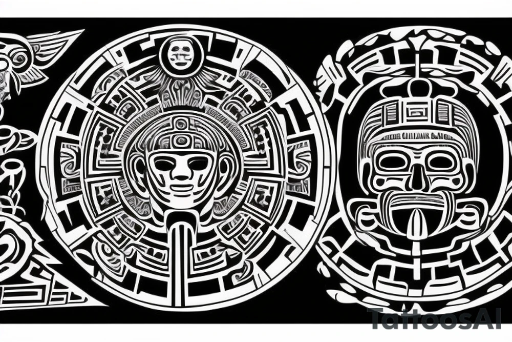 volumetric Mayan calendar tattoo idea