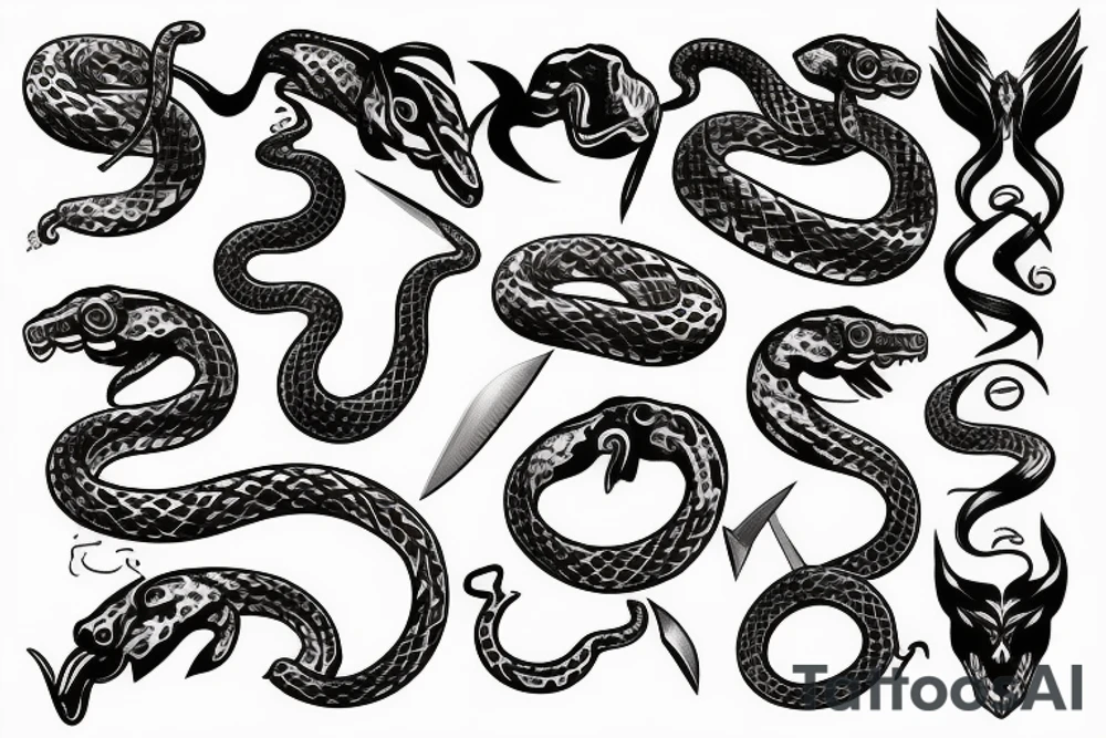 snake and knife tattoo idea