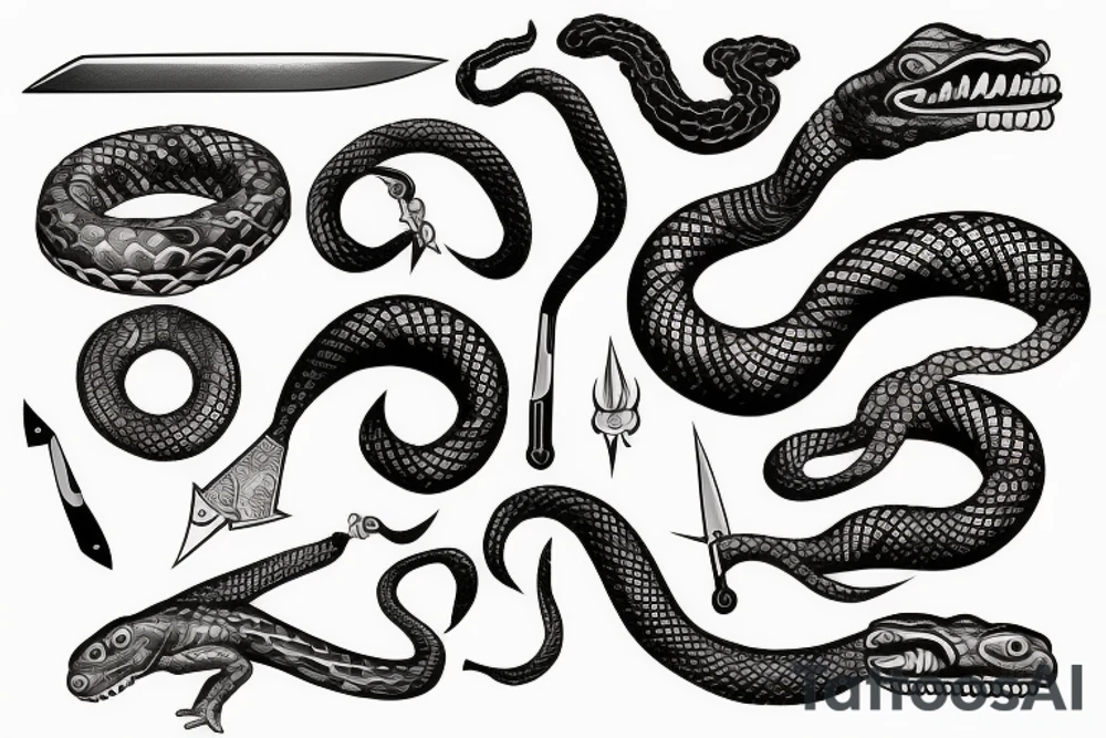 snake and knife tattoo idea