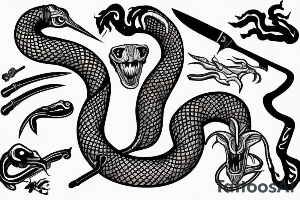 snake and knife tattoo idea