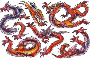 Dragon chain fire sakura tattoo idea