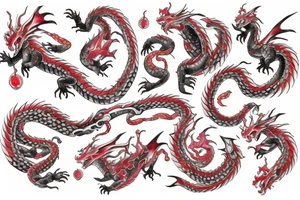 Dragon chain fire sakura tattoo idea