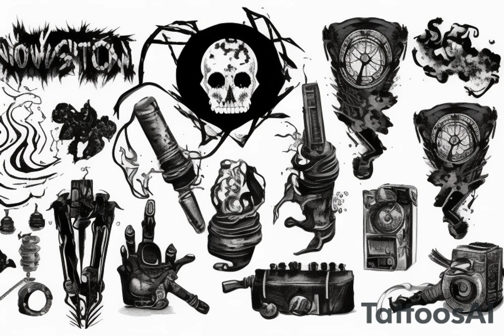 black work, nuclear, post-apocalyptic tattoo idea
