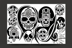 black samurai sword in the skull tattoo idea