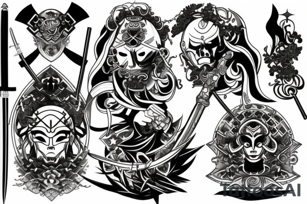 black samurai sword tattoo idea