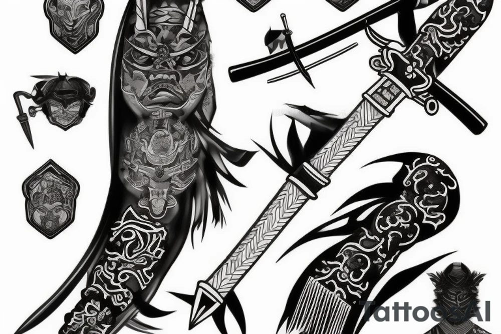 black samurai sword tattoo idea