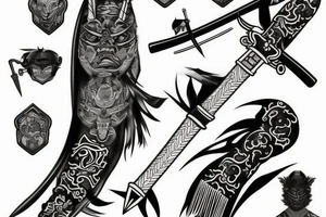 black samurai sword tattoo idea