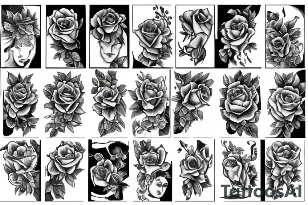 Ten roses going down in a row tattoo idea