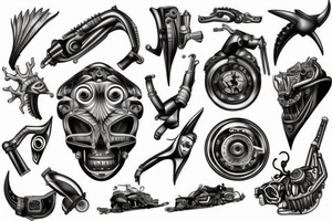 auto parts in the style of biomechanics tattoo idea