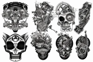 auto parts in the style of biomechanics tattoo idea