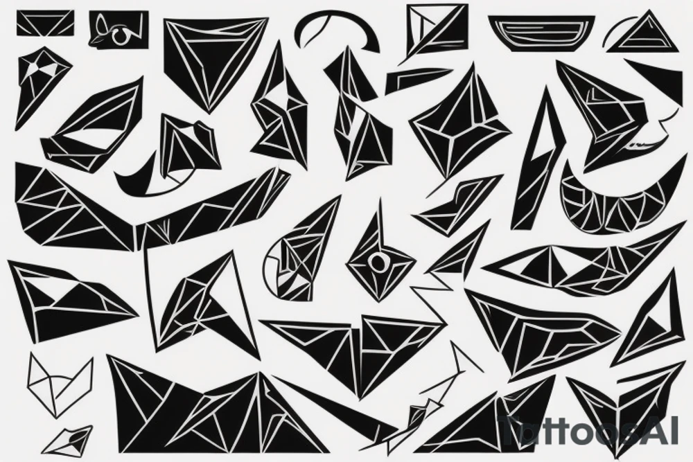 A thin smooth curved surrealistic lines with sharp angles tattoo idea