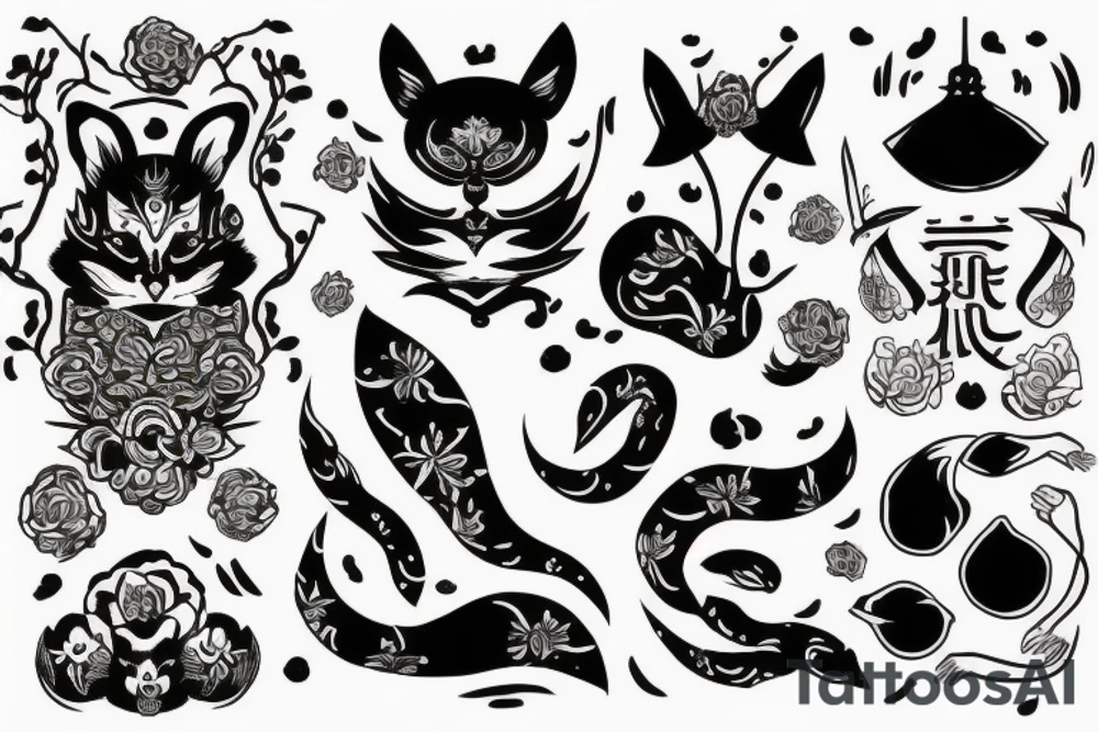 Кот в синем кимано tattoo idea