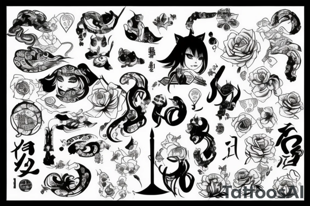 Кот в синем кимано tattoo idea