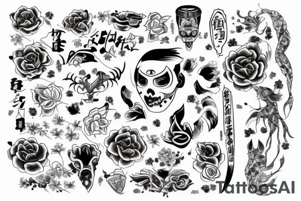Кот в синем кимано tattoo idea