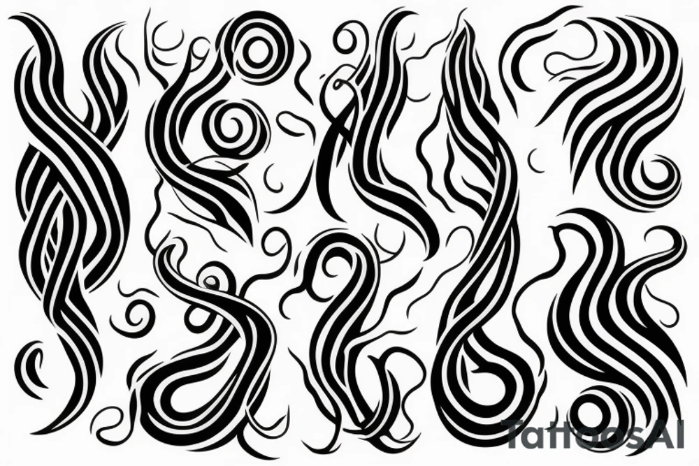 A thin smooth curved black surrealistic lines with sharp angles which looks like cosmic tentacles tattoo idea