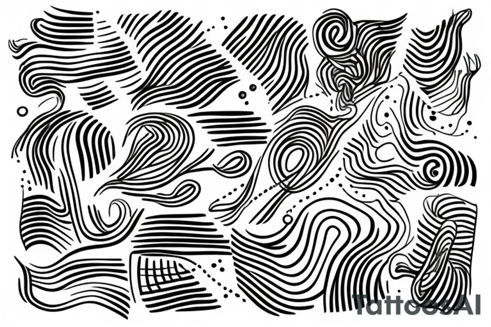 abstract lines and dots tattoo idea