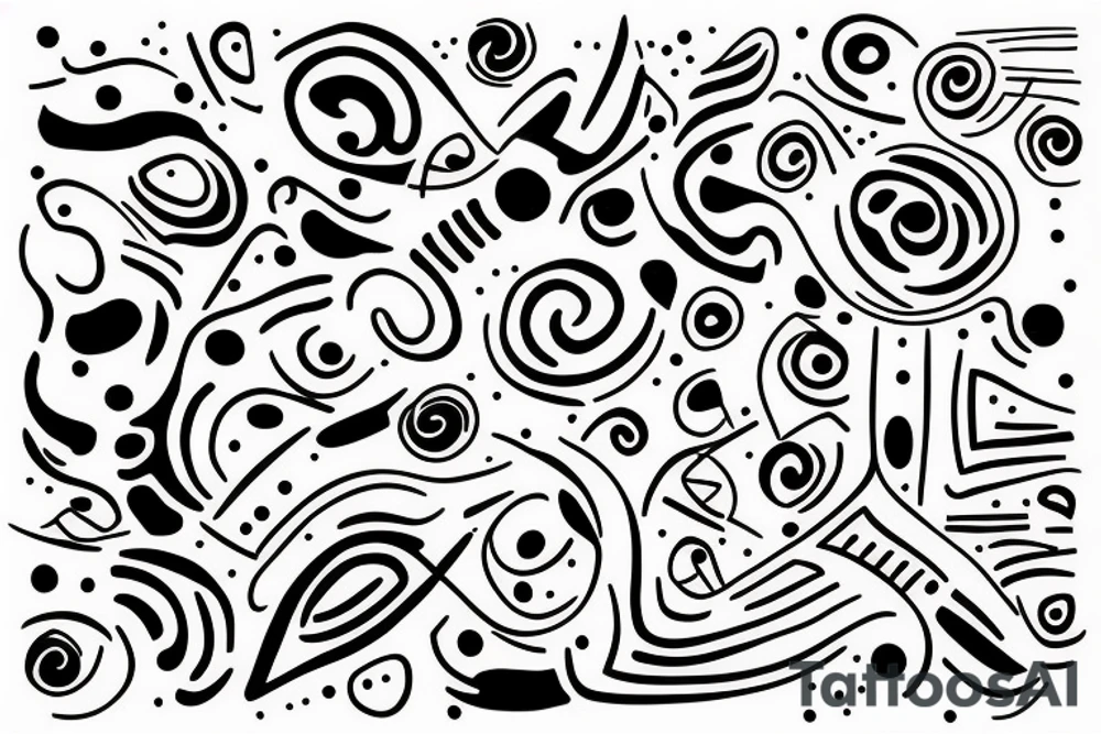 abstract lines and dots tattoo idea