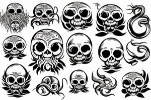 kraken with skull tattoo idea