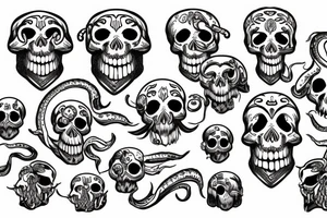 kraken with skull tattoo idea