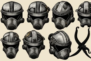 Brotherhood's of steel helmet from fallout 2, a knife and snake around it tattoo idea