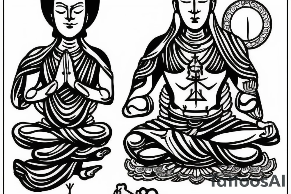 Meditating monk tattoo idea
