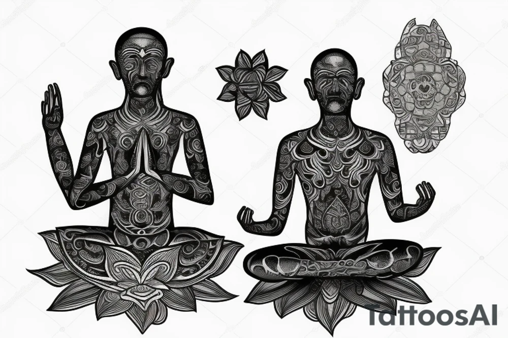 Meditating monk tattoo idea
