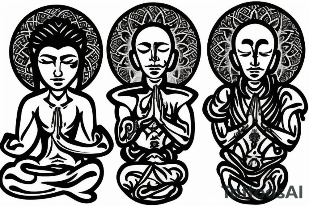 Meditating monk tattoo idea