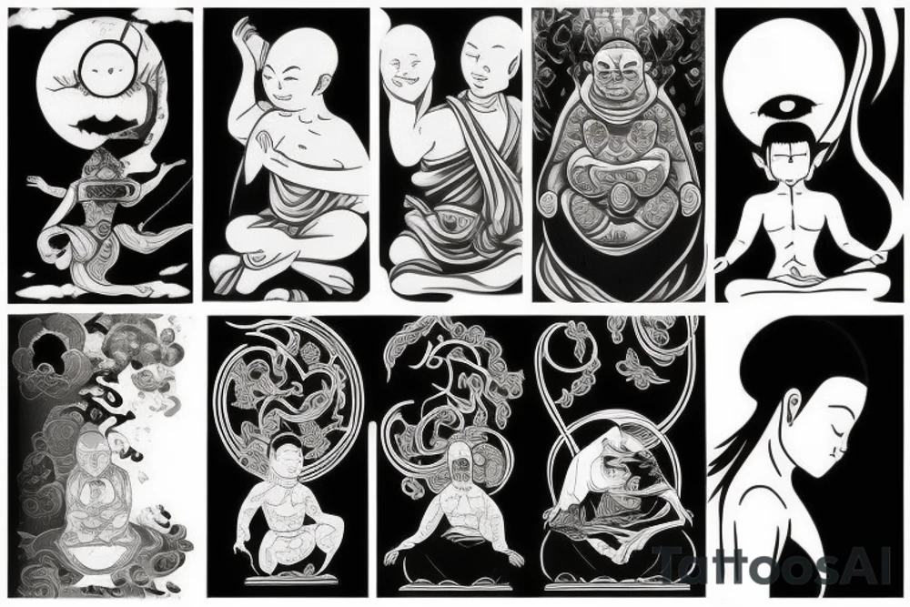 Meditating monk tattoo idea