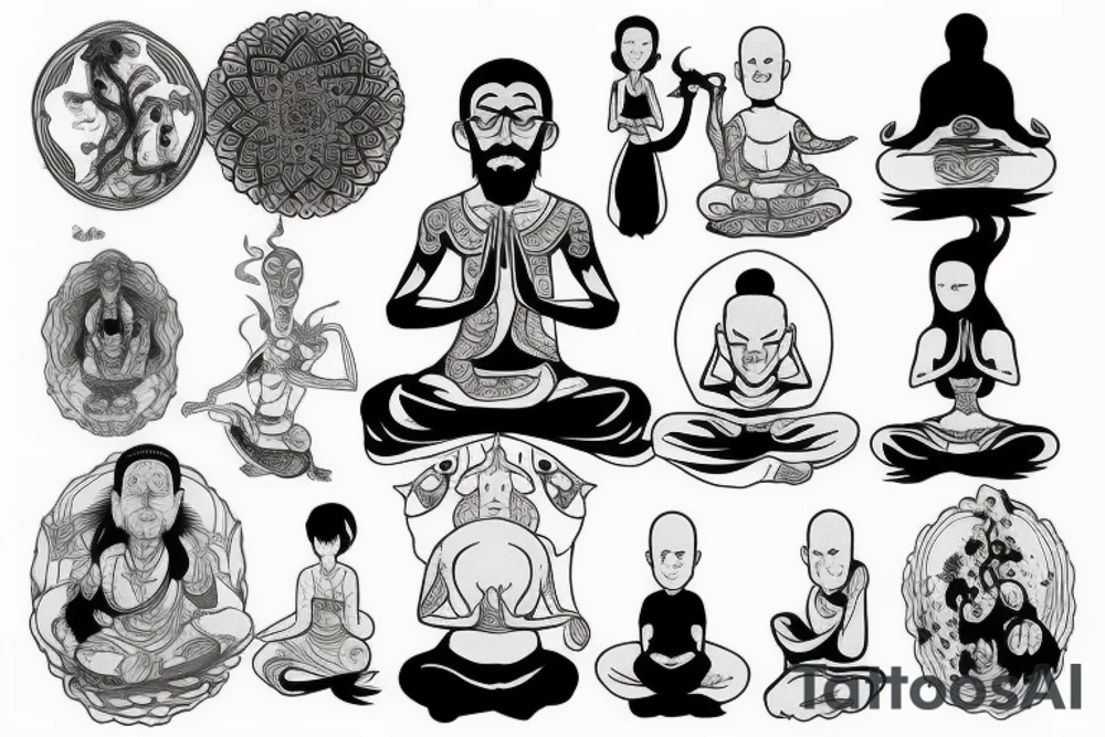 Meditating monk tattoo idea